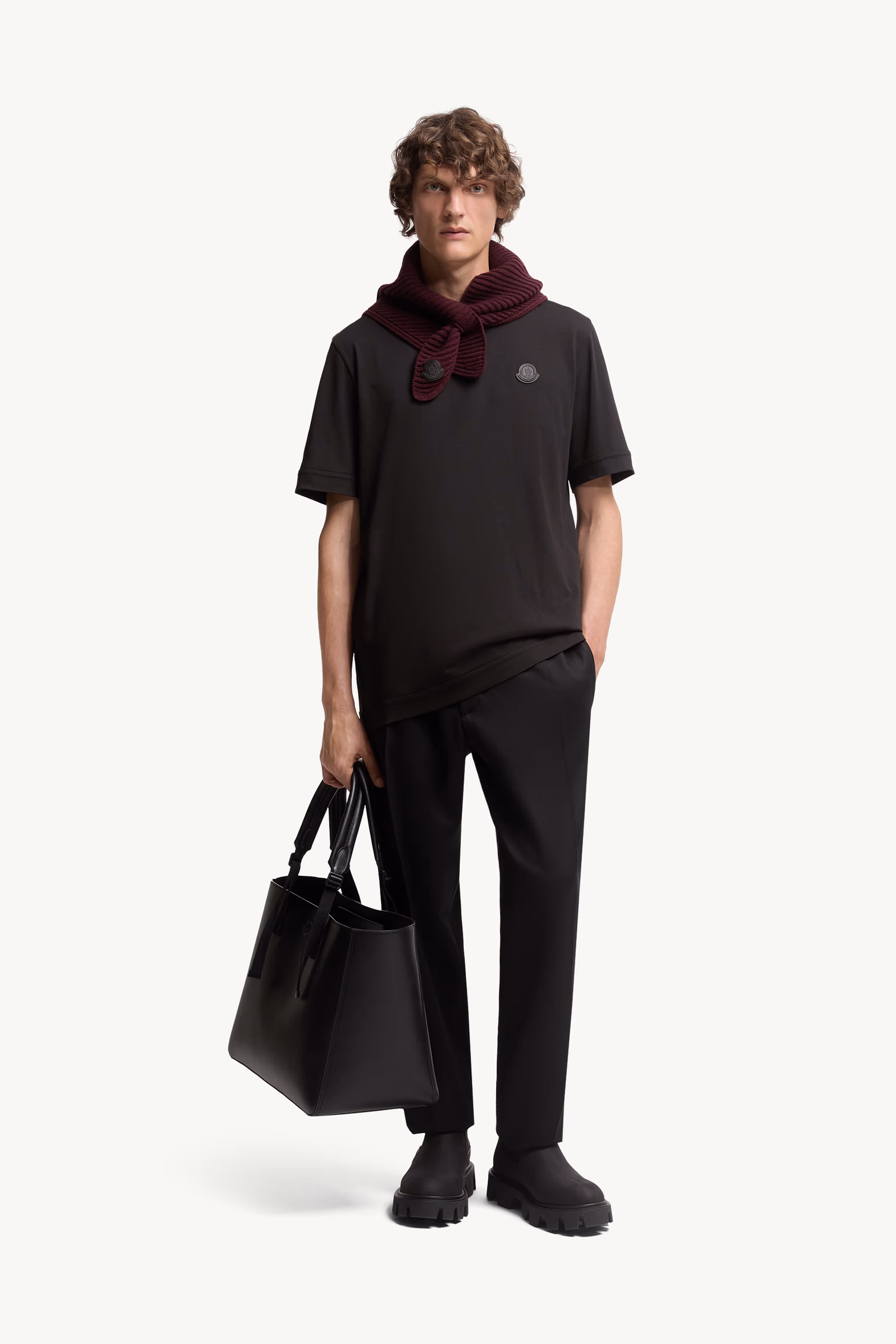 Logo Patch Cotton T-Shirt Men Black Moncler 0